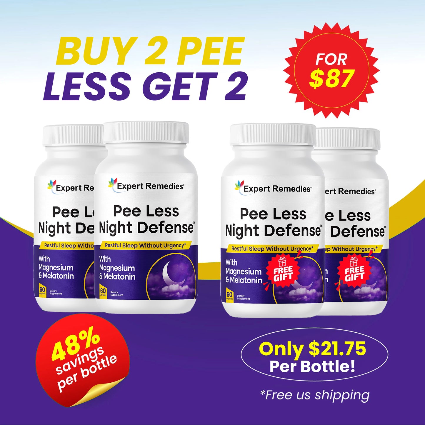 Pee Less Night Defense Buy 2 Get 2 FREE!