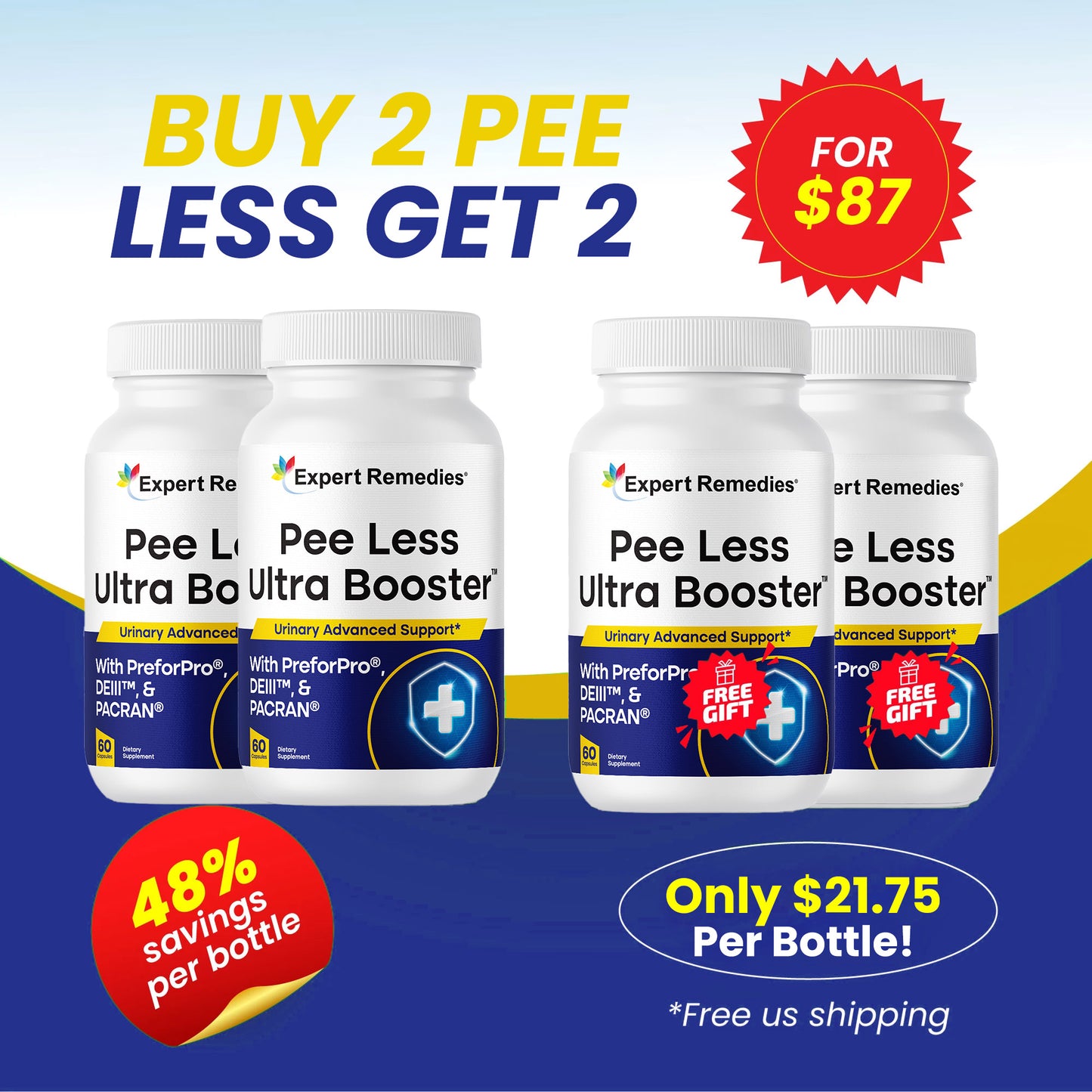 Pee Less ULTRA Booster Buy 2 Get 2 FREE!
