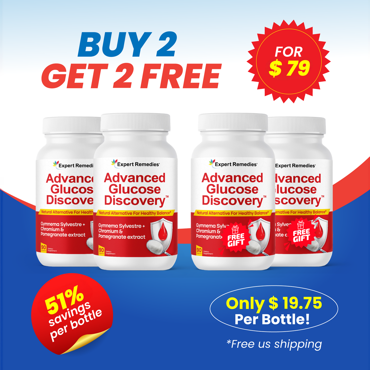 Buy 2 Bottles of Glucose Get 2 FREE 51% OFF