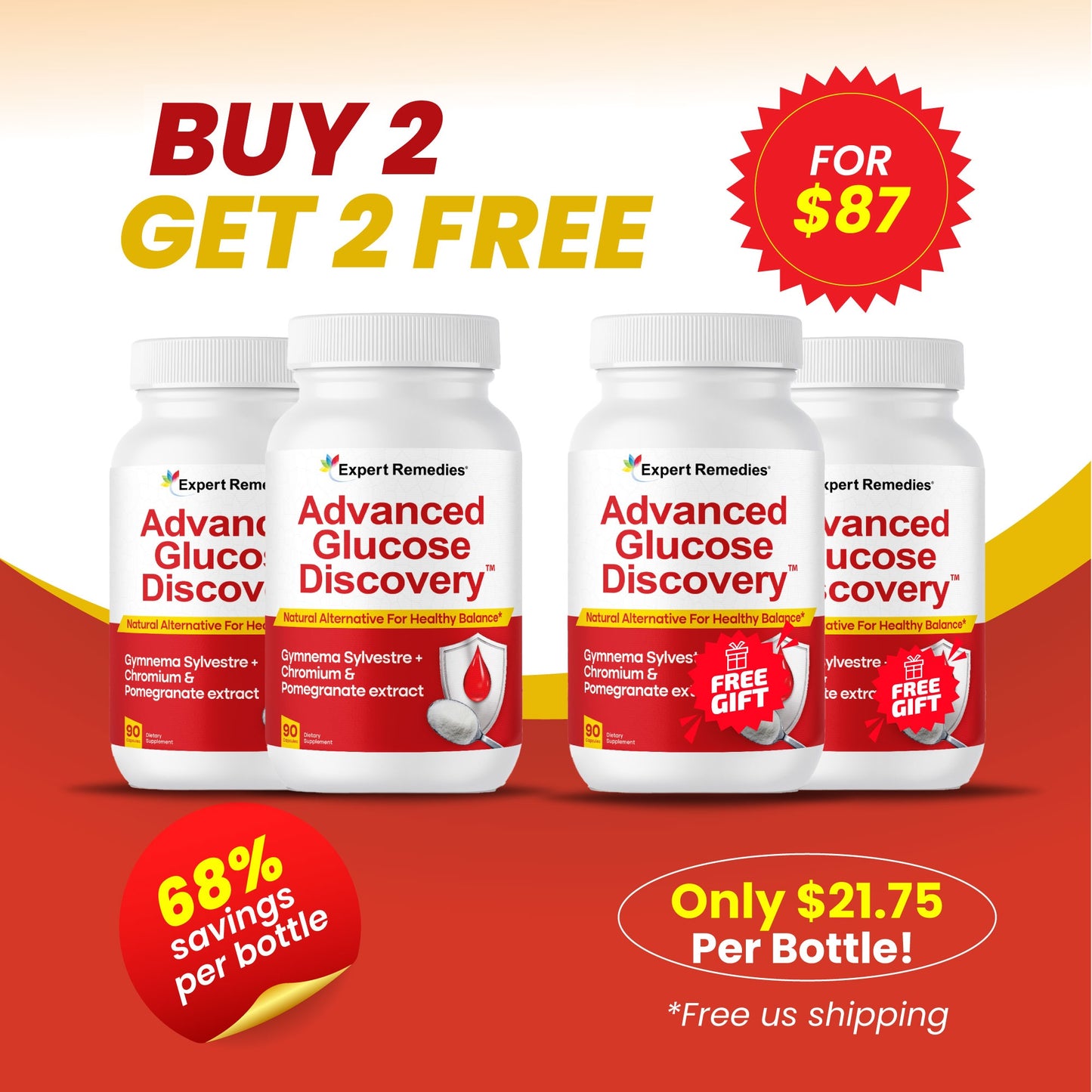 Buy 2 Bottles of Glucose Get 2 FREE 51% OFF!
