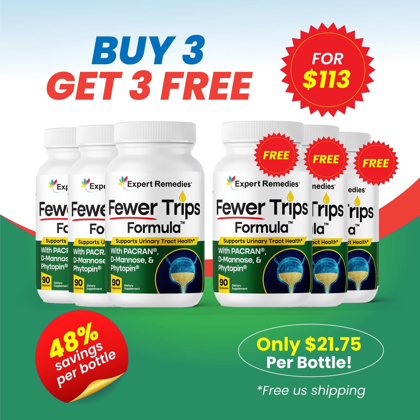 Buy 3 Fewer Trips Get 3 FREE!